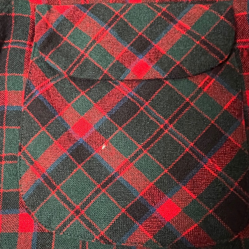 VTG Pendleton Mens M Wool Plaid Boardshirt Elbow Patches 1960s Red Green Black - Picture 11 of 11